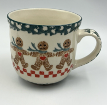 Tienshan GINGERBREAD Coffee Cup Mug Green Spatter Ginger Bread Folkcraft - £9.58 GBP