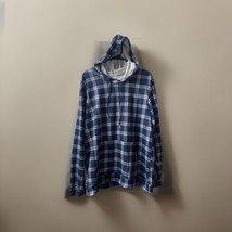 Ekouaer Hoodie Women Large Blue Plaid Long Sleeved Unlined Lightweight Cabincore - £8.56 GBP