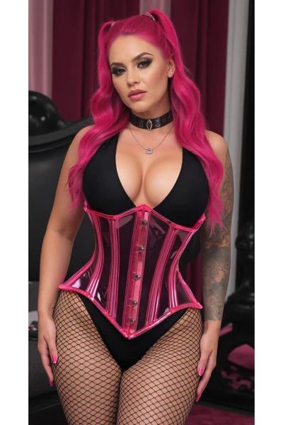 Lavish Pink Clear Curvy Underbust Waist Cincher Corset - $109.00