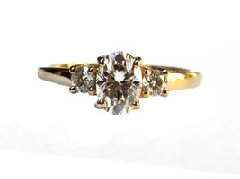 14K Gold Moissanite Engagement Ring 1 Ct moissanite Wedding ring 3 Stone wedding - £414.40 GBP