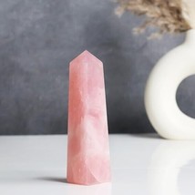 5Pcs Set Large Rose Quartz  Crystal Tower 4 Faceted Obelisk Point Crystal Gift - £61.72 GBP