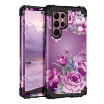 For Galaxy S22 Ultra 5G Case Floral Shockproof Heavy Duty 3 In 1 Hybrid ... - £18.21 GBP