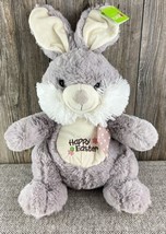 Dan Dee Large Grey Soft Bunny Rabbit Happy Easter Embroidery Soft 14&quot; - £14.77 GBP