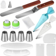 Masmatic 25-Piece Cake Decorating Kit with Turntable, Russian Tips &amp; Tools - $14.85