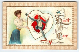 Valentines Day Postcard Man Bursts Out of Heart Vintage Embossed H Wessler 1909 - £12.26 GBP