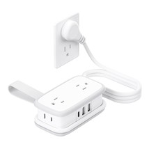 Travel Power Strip With Usb C, Ntonpower 4 Outlets 3 USB(1 USB-C), 4ft Flat Plug - £31.96 GBP