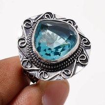 Swiss Blue Topaz Vintage Style Handmade Christmas Gift Ring Jewelry 9&quot; SA 2251 - £4.01 GBP