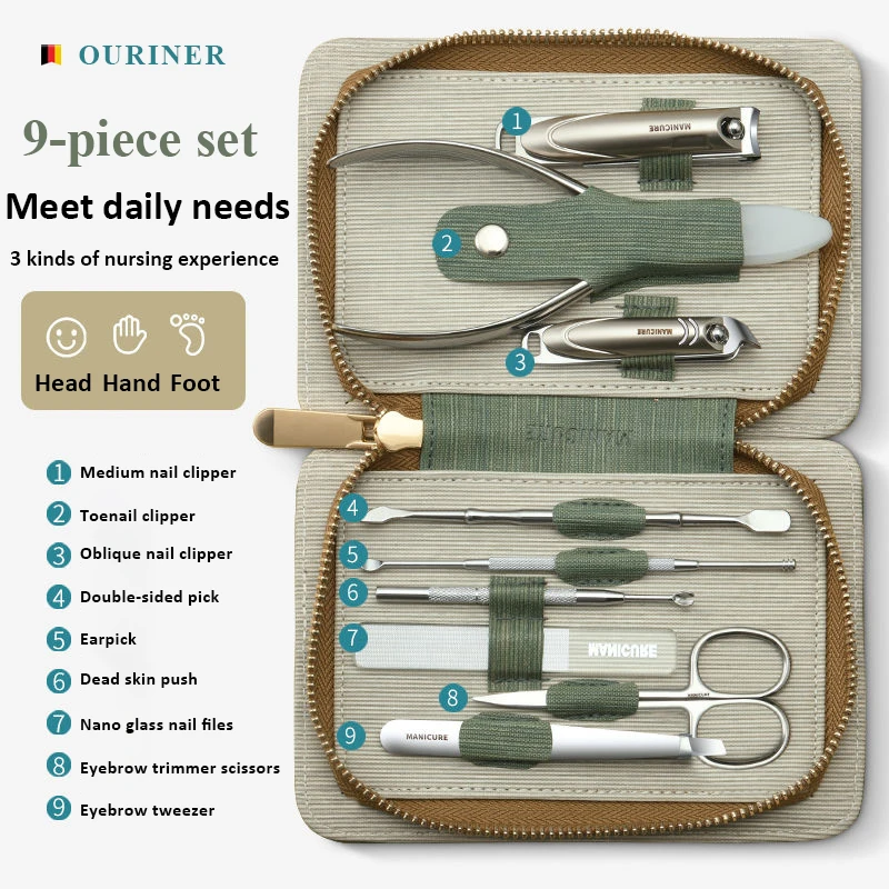 Play High quality Manicure Set 9 in 1 Professional Practical Kit With leather ca - £55.15 GBP