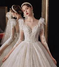 Luxurious Princess Wedding Dresses with Shiny Pearls - $430.70