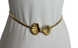 Vintage Accessocraft Belt Gold Tone Snake Chain Clam Sea Shell Buckle Retro XS - $44.55