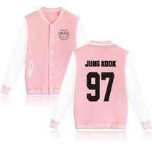 DSHARKS BTS Jungkook 97 Pink and White Varsity Jacket - $150.00+