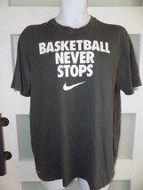 Nike &quot;Basketball Never Stops&quot; Dri-Fit SS Gray T-Shirt Size M Men&#39;s EUC - £15.71 GBP