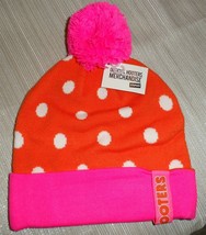 HOOTERS Orange Polka Dot Licensed Striped Knit Beanie Never Worn - £18.43 GBP