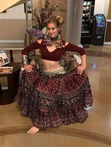 BURGUNDY TRIBAL BELLYDANCE BOHEMIAN DELUXE COTTON BLEND CHOLI TOP - $67.75 CAD