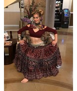 BURGUNDY TRIBAL BELLYDANCE BOHEMIAN DELUXE COTTON BLEND CHOLI TOP - $67.68 CAD