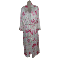 NWT Vintage CABERNET Robe &amp; Long Slip Nightgown Set Silky Floral sz S - $44.51