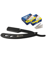 Stainless Steel Finish Professional Barber Straight Edge Razor + 200 Lor... - $27.88 CAD