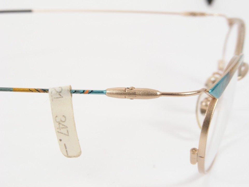 Vintage Pale Gold /Turquoise / MULTICOLOR UNIQUE RARE EYEGLASSES FRAME 46-20-140 Item image 9