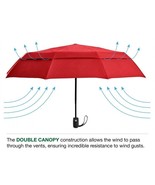 Windproof Compact Travel Umbrella Folding Durable Double Canopy Auto Ope... - £33.90 GBP