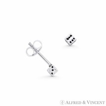 2.5mm 6-Sided Lucky Dice Luck Charm Oxidized .925 Sterling Silver Stud Earrings - £10.46 GBP