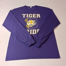 Jerzees Dri-Power TIGER PRIDE Men&#39;s Purple Cotton Blend T-Shirt Long Sleeve Sz M - $15.04