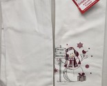 2 Same Embroidered Thin Flour Sack Towels (14&quot;x24&quot;) MERRY CHRISTMAS, SNO... - $10.88