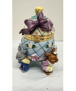 CWC Porcelain Decorative Box Easter Egg Shaped Hinged Box Rabbits Bird &amp;... - $25.21