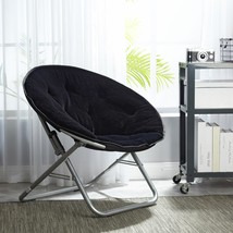 Saucer Chair Faux Fur Soft Cushion Kid Teen Portable Black Lounger Bedroom Dorm - £54.76 GBP