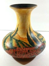 African Print Vase with Decoupage Look, Gold Trim and Black Interior 6 i... - £13.65 GBP