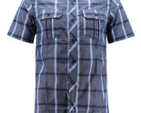 Burnside 9207BS Men&#39;s Blue Plaid Short Sleeve Lightweight Button Up Shir... - £12.62 GBP