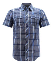 Burnside 9207BS Men&#39;s Blue Plaid Short Sleeve Lightweight Button Up Shir... - £12.45 GBP