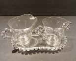 Imperial Candlewick Creamer &amp; Sugar Bowl with Tray Clear Glass - £24.95 GBP