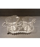 Imperial Candlewick Creamer &amp; Sugar Bowl with Tray Clear Glass - £24.69 GBP