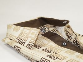 Mens Sports Shirt by DE-NIKO Long Sleeves Fashion Prints Soft Modal NK600 Khaki image 3
