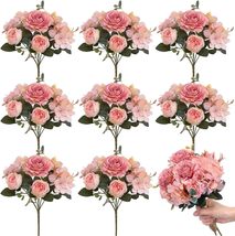Yunsailing 8 Packs Artificial Peony Flowers Faux Flowers, Light Pink, Elegant - £22.02 GBP