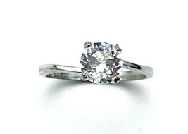 Vintage 18K GE White Gold 0.75ct CZ Solitaire Engagement Ring Size 5 - £17.40 GBP