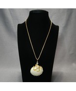 Island Beach Scallop Sea Shell Beaded Pendant Gold-tone Necklace 16~18&quot; ... - £17.20 GBP