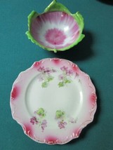 ARDALT JAPAN BOWL WITH UNMATCHING DISH PINK GREEN [70A] - $38.60