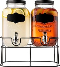 Royalty Art Dual Mason Jar Drink Dispensers with Metal Stand (4-Liters Each) Lea - £35.40 GBP