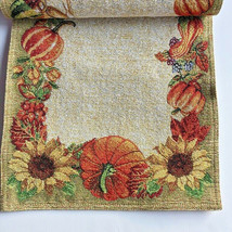 Sunflower Pumpkin Leaves Table Runner Tapestry 13x72&quot; Fall Thanksgiving Rustic - £30.75 GBP