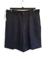 Haggar Performance Cool 18 Wear Men Size 36W Navy Flex Waist Plain Front Shorts - £17.16 GBP