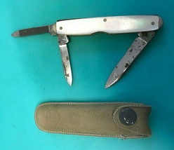 Vtg Camillus Mother Of Pearl 3 Blade Folding Pocket Knife w/ Case USA - £39.87 GBP