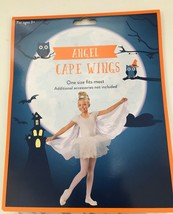 Angel Cape Wings Costume Halloween Pretend Dress Up White Sparkle Fairy Girls - £11.81 GBP