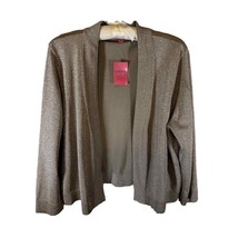 New Carmen Marc Valvo Sweater Womens 1X XL Cardigan Brown Sparkle - AC - $16.18