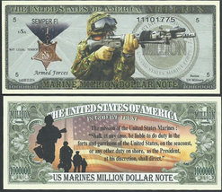 United States Marine Corps Novelty Note / Bill / Money - Wholesale Lot Of 200 - £43.25 GBP