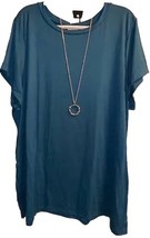 NEW LuLaRoe 3XL Aegean Blue Leslie Side Slit Tunic Tee - $705.97 MXN