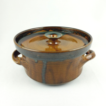 Vintage Bear Pottery Handmade Brown Drip Glaze Bean Pot with Lid Highland, WI - £19.71 GBP
