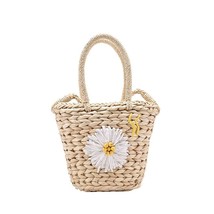 Summer Handmade Beach Straw Bucket Handbags Daisy Design Weave Shoulder Bags for - £22.68 GBP