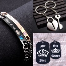 Hot Sale Rose Gold Black Gun Her King His Queen Couple Bracelets for Women Men G - £16.60 GBP