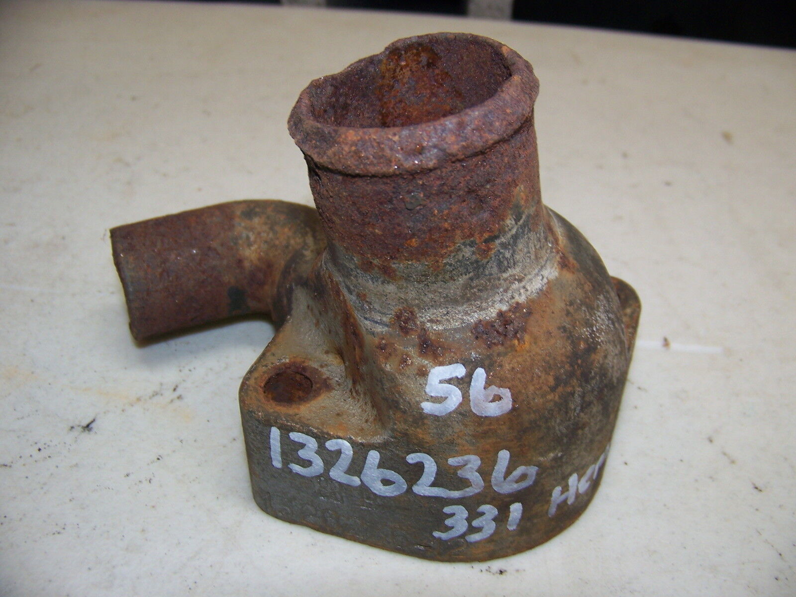 1956 CHRYSLER 331 HEMI THERMOSTAT HOUSING WATER OUTLET OEM #1326236 - $44.97